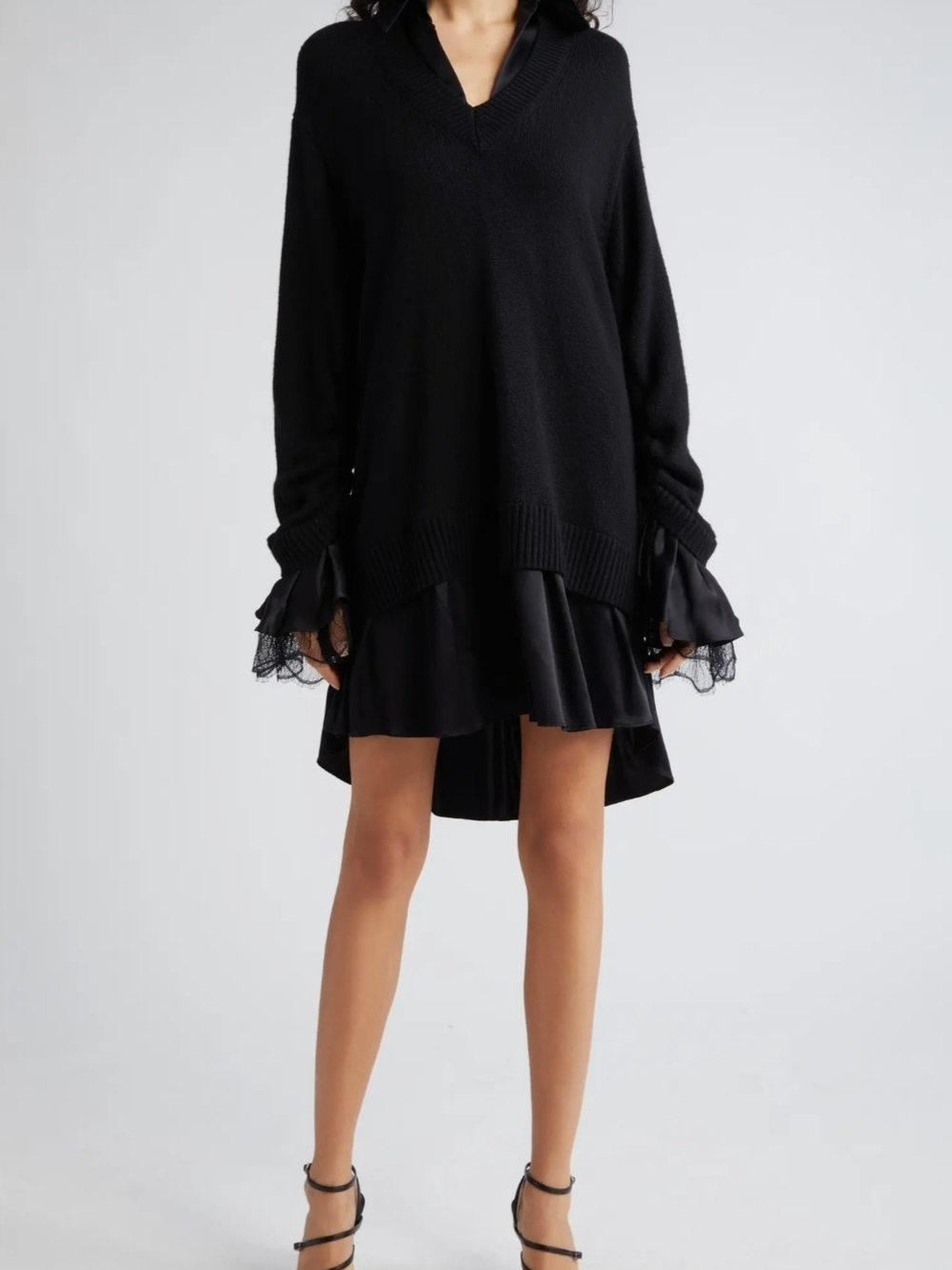 Cinq A Sept Atlas Santina Mixed Media Long Sleeve Sweater Dress Size M